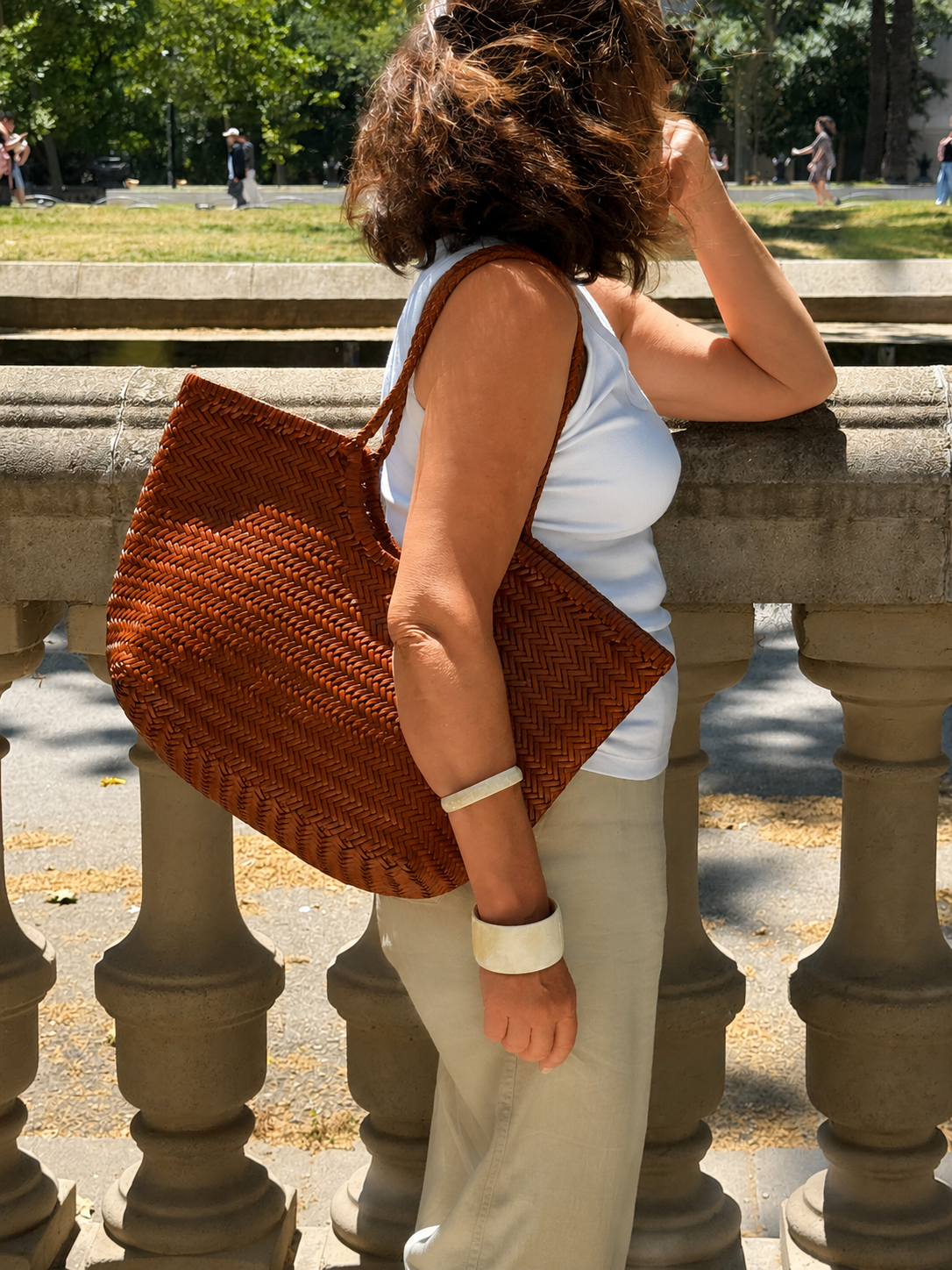 Bolso Tote Trenzado Caramelo - Tamaño L