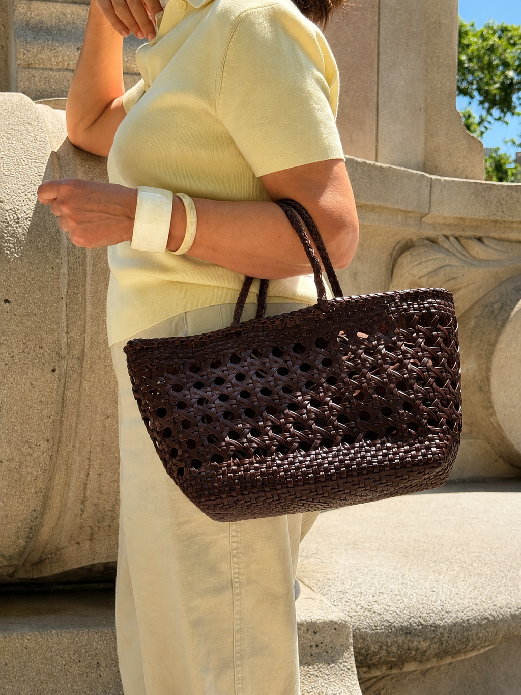 Bolso de Mano Trenzado Chocolate