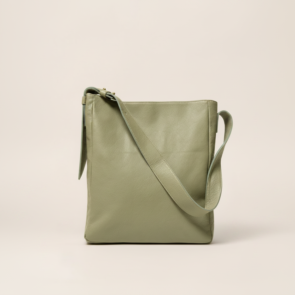 Bolso verde salvia fondo retocado