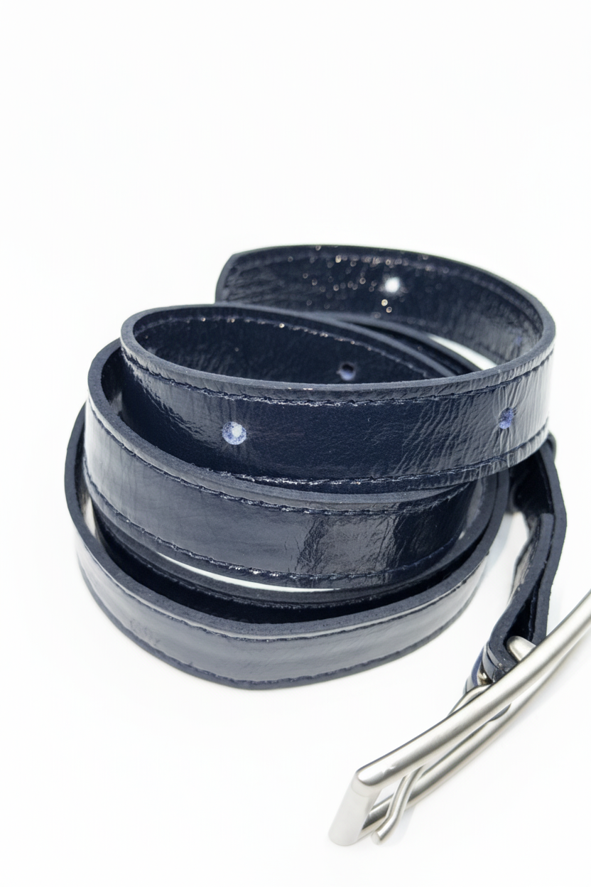 Cinturón azul marino piel brillante 1