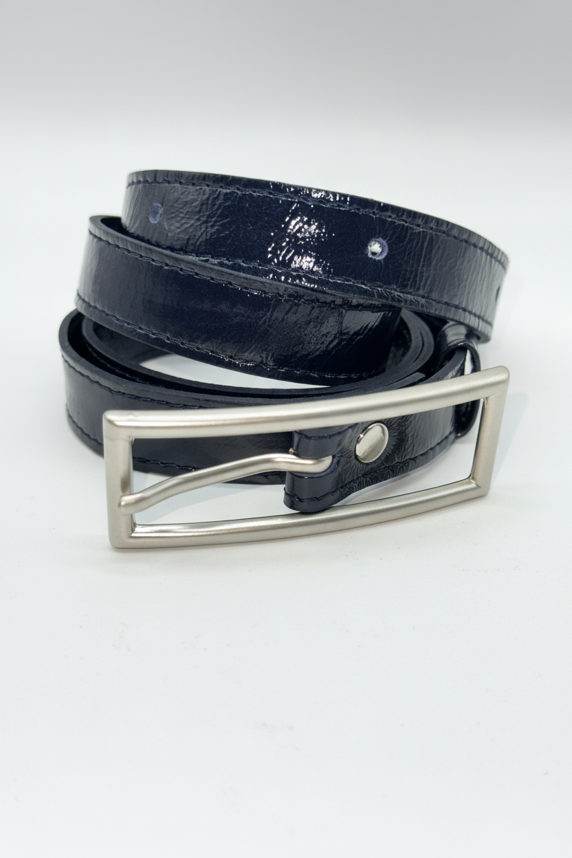 Cinturón azul marino piel brillante 2
