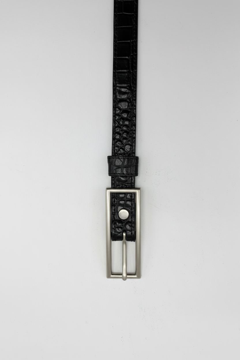 Cinturón piel grabada negro mejorado