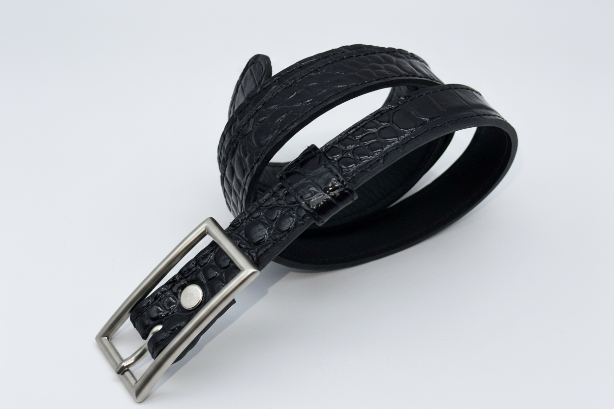 Cinturón piel grabada negro optimizado